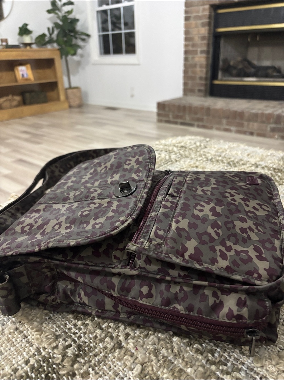 lug Olive and Plum Leopard Print Crossbody Bag - Picture 6 of 13